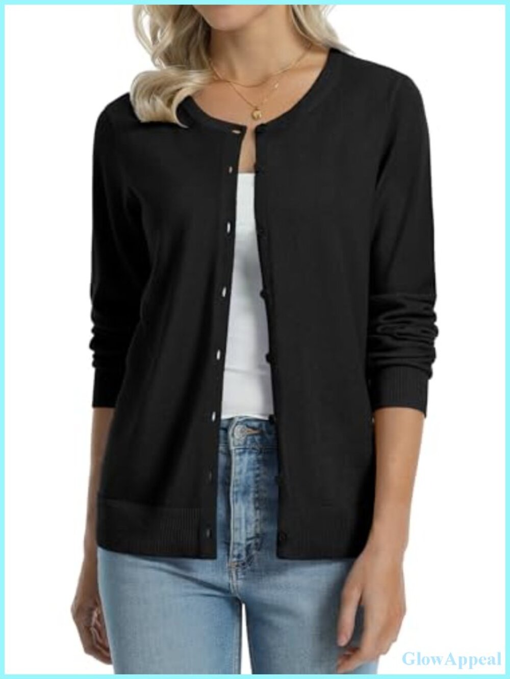 Women's 100% Cotton Lightweight Cardigan Long Sleeve Button Front Regular Fit